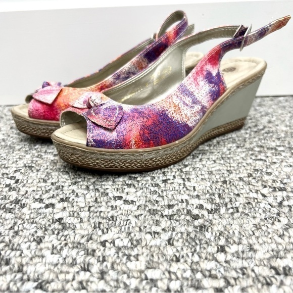 Rieker Remonte pink purple red silver wedge heel leather sandals 38 - Picture 4 of 13